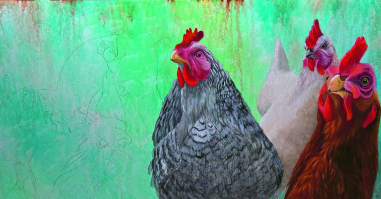 photo of chicken painting