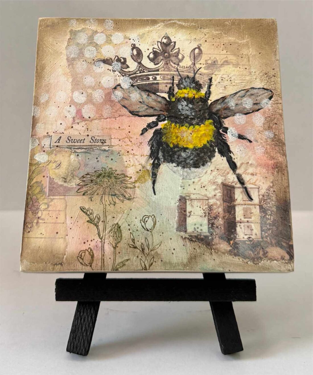 Mix Media Bee on Small black easel